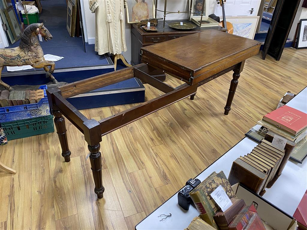 An early Victorian mahogany bagatelle table, width 120cm, depth 64cm, height 90cm